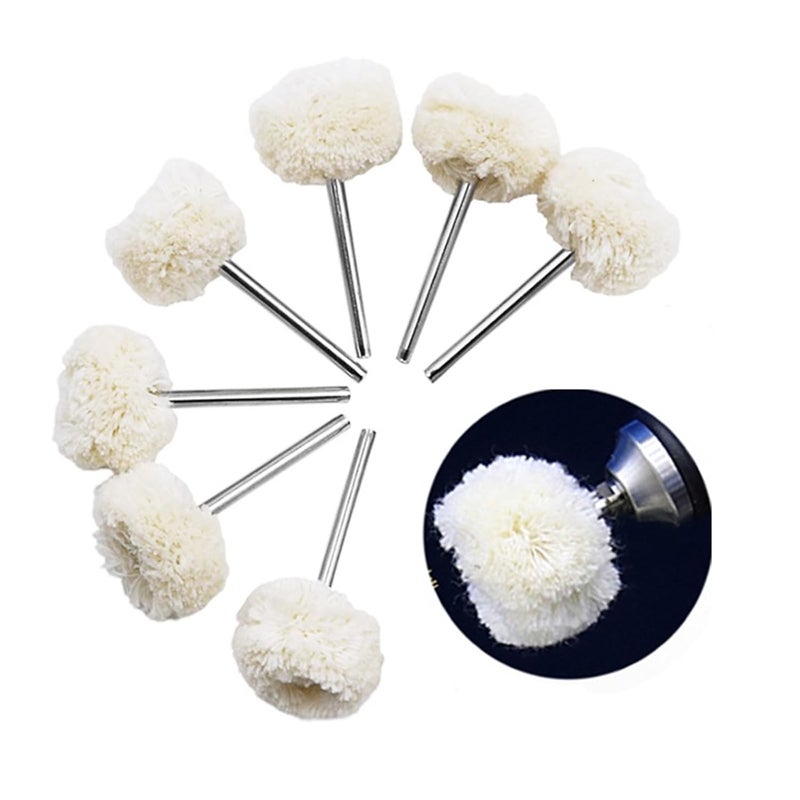 Vleant 20 Pcs 3mm(1/8in) Shank Cotton Strip Polishing Brush Accessories Buffing Jewelry Polishing Grinder kit Head Drill Power Rotary Tool polishing kit - Image 3